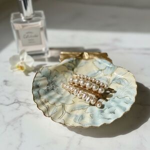 Blue Botanical Seashell Trinket Dish French Country Decor